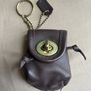 Brown Leather Vintage Coach Keychain Pouch
